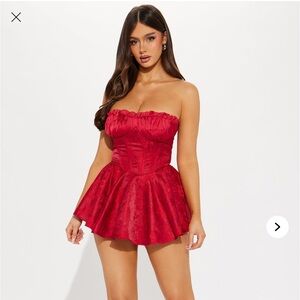 Beau satin corset mini dress with bloomers